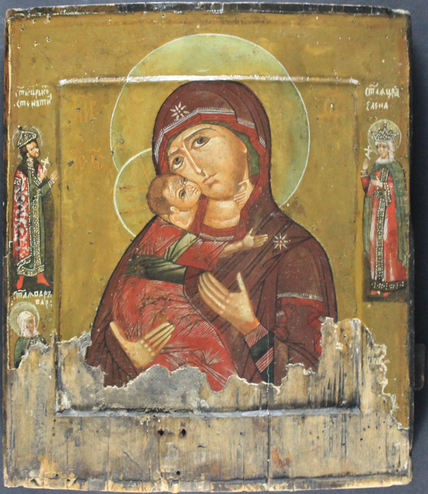 Икона «Богоматерь Владимирская» в серебряном окладе