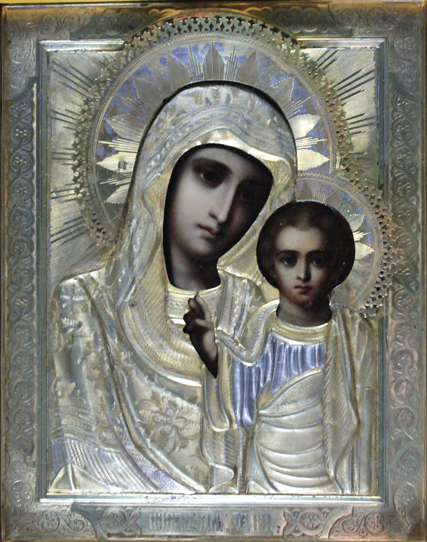 Икона «Богоматерь Казанская» в серебряном окладе