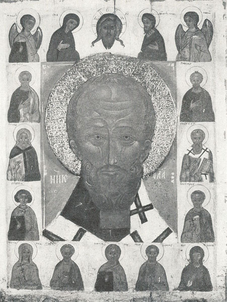 Икона «Святой Никола с избранными святыми» из д.Есино. XVI век