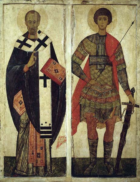 Икона «Никола и Георгий». Москва, XIV век. Русский музей