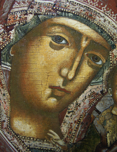 Икона «Богоматерь Казанская», фрагмент
