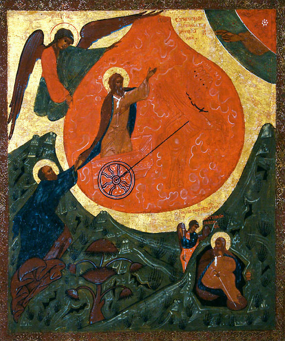 Икона «Огненное восхождение пророка Ильи с житием» 1647 г. Средник